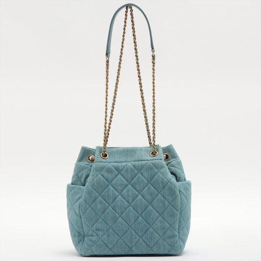 Chanel Matelasse Light Blue Denim Drawstring Bag