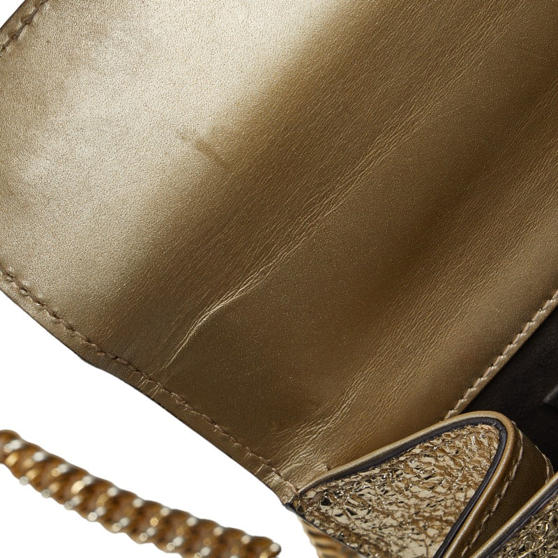 Gucci Chain Shoulder Bag 409487 Gold Leather Ladies