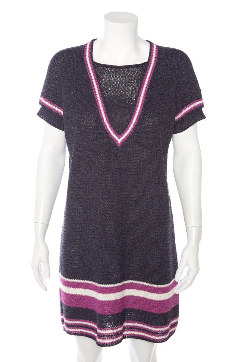 Chanel Mulberry and Pink Cable Knit Sweater Dress SZ 38