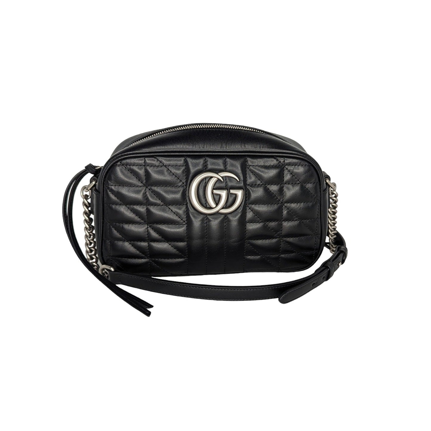 Gucci Black Small Aria Marmont Crossbody Matelasse Camera Bag