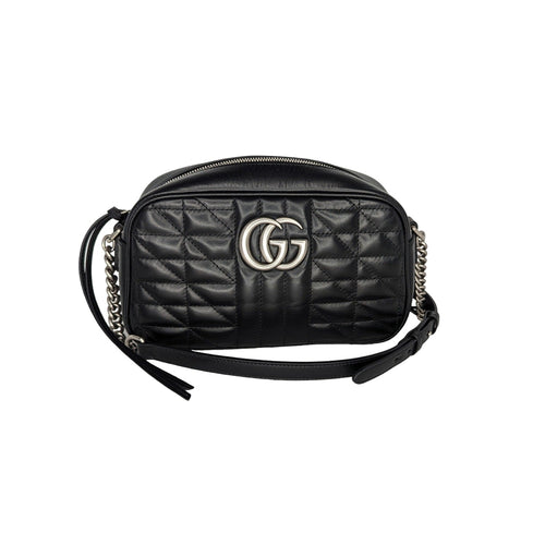 Gucci Black Small Aria Marmont Crossbody Matelasse Camera Bag