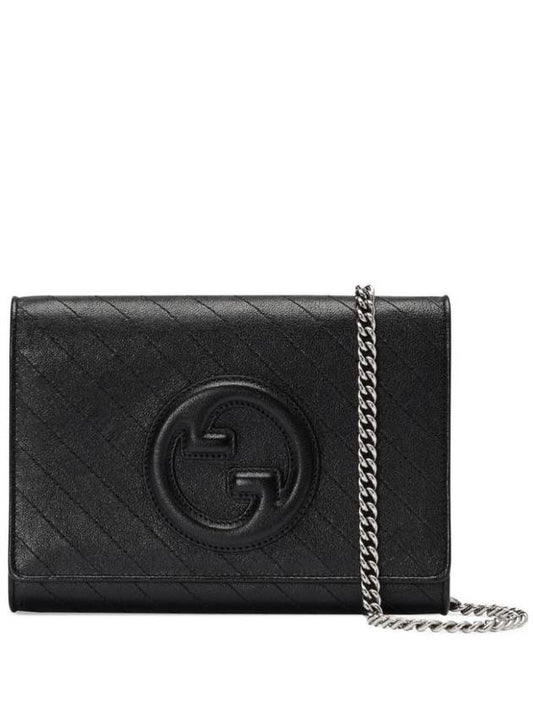 Gucci Blondie Interlocking G Leather Chain Medium Wallet Black