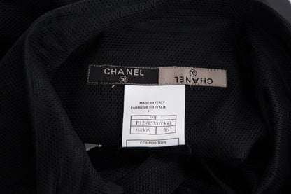 Chanel Black Button Up Net/Mesh Long Sleeve Blouse SZ 36
