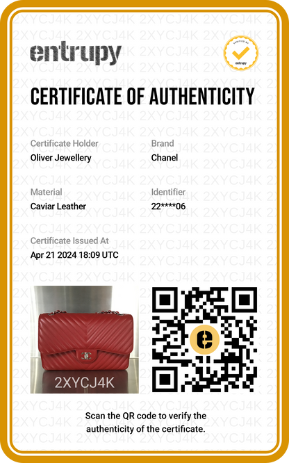 Chanel Red Quilted Caviar Leather Chevron Jumbo Double Flap Bag w/ Box & Authenticity Card