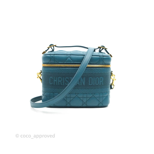 Christian Dior Lambskin Cannage Small Diortravel Vanity Case Deep Ocean