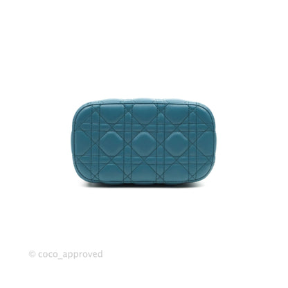 Christian Dior Lambskin Cannage Small Diortravel Vanity Case Deep Ocean