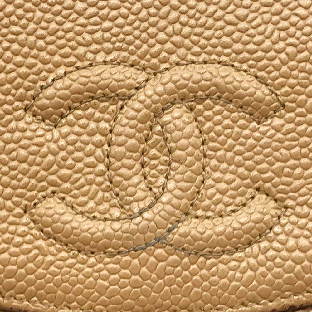 Chanel Caviar Skin Bifold Wallet Beige