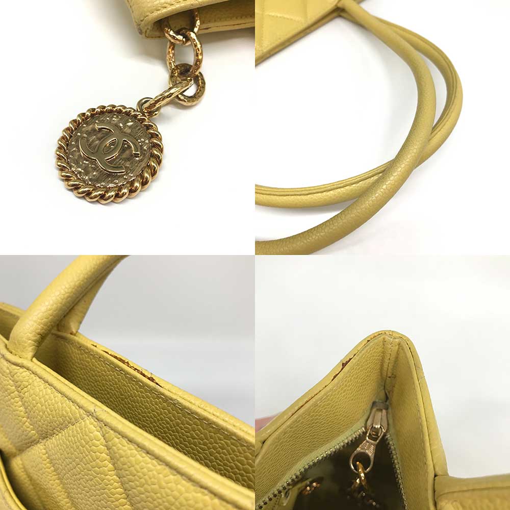 Chanel Caviar Skin Reissue Tote Handbag Yellow