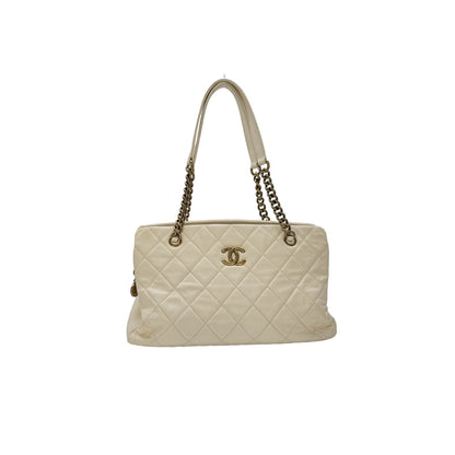 Chanel Vintage Quilted Calfskin Leather Crown CC Tote