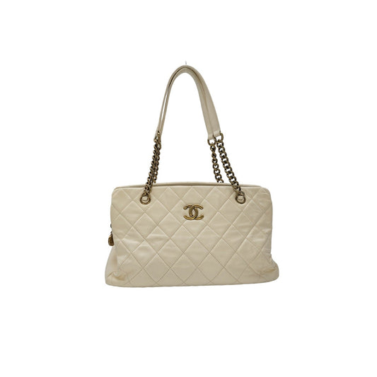Chanel Vintage Quilted Calfskin Leather Crown CC Tote