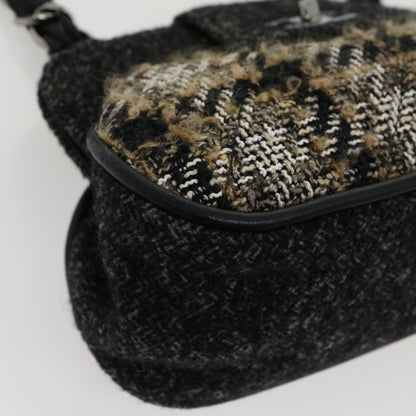 CHANEL Turn Lock Chain Shoulder Bag Wool Gray CC 30734A