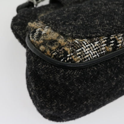 CHANEL Turn Lock Chain Shoulder Bag Wool Gray CC 30734A