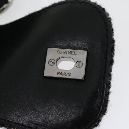 CHANEL Turn Lock Chain Shoulder Bag Wool Gray CC 30734A