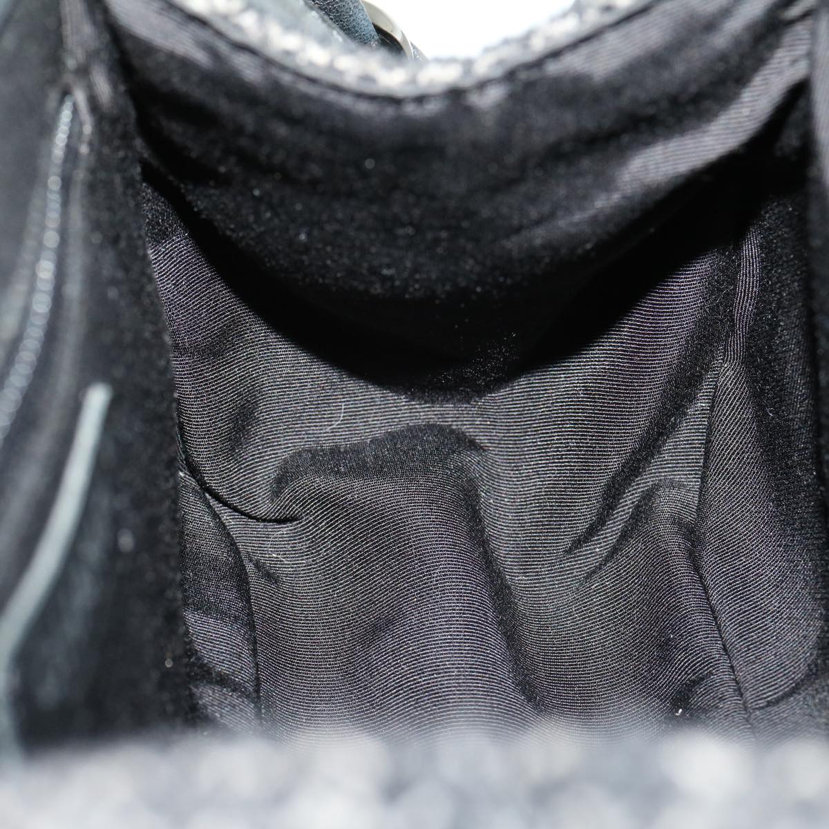 CHANEL Turn Lock Chain Shoulder Bag Wool Gray CC 30734A