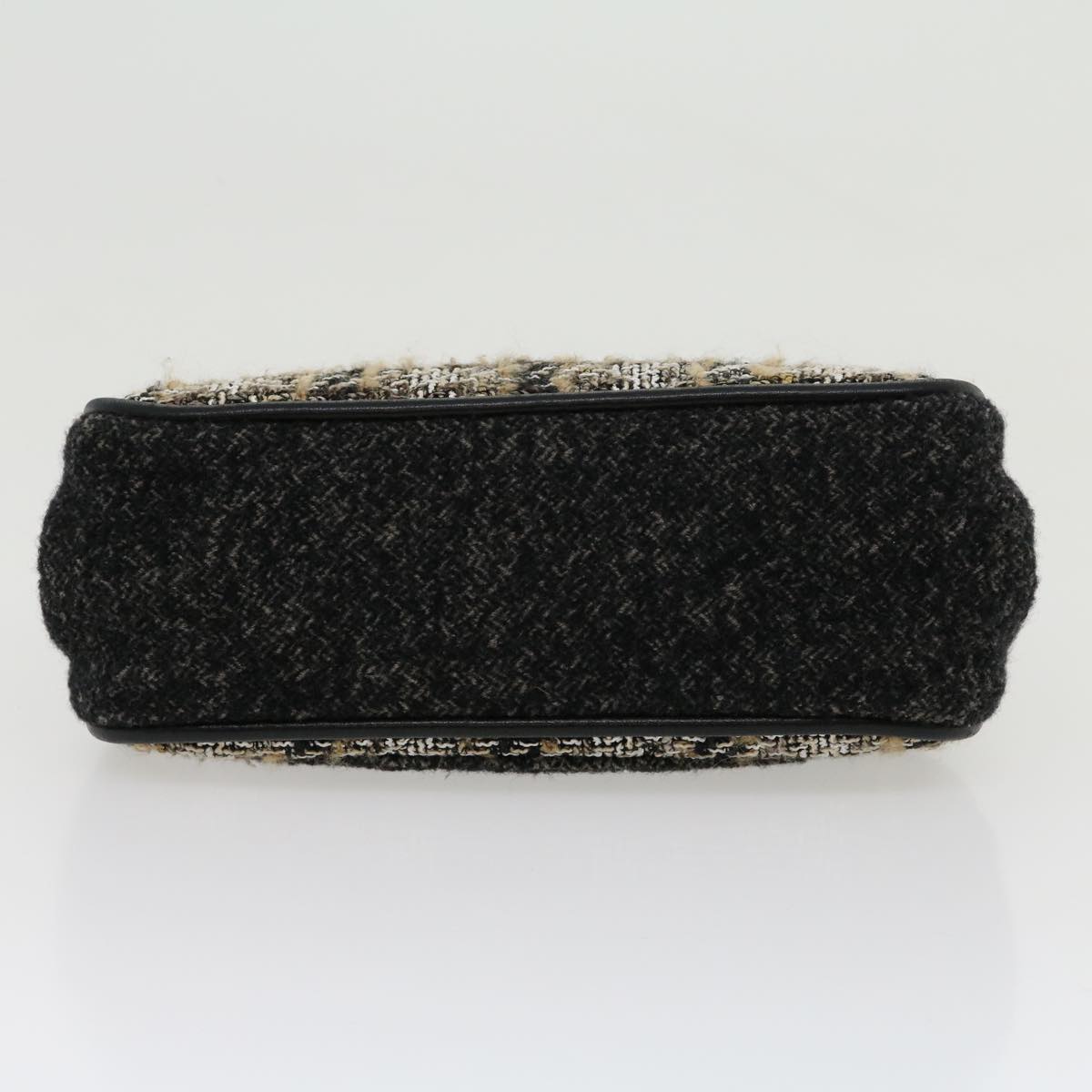 CHANEL Turn Lock Chain Shoulder Bag Wool Gray CC 30734A