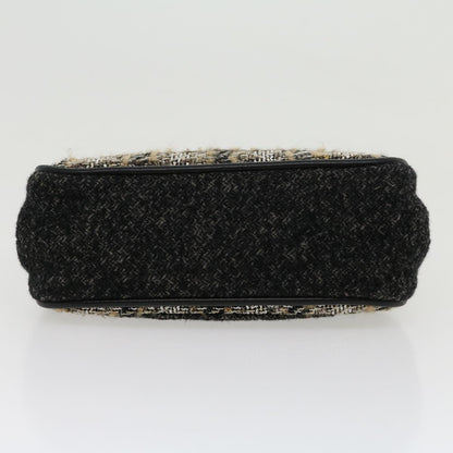 CHANEL Turn Lock Chain Shoulder Bag Wool Gray CC 30734A