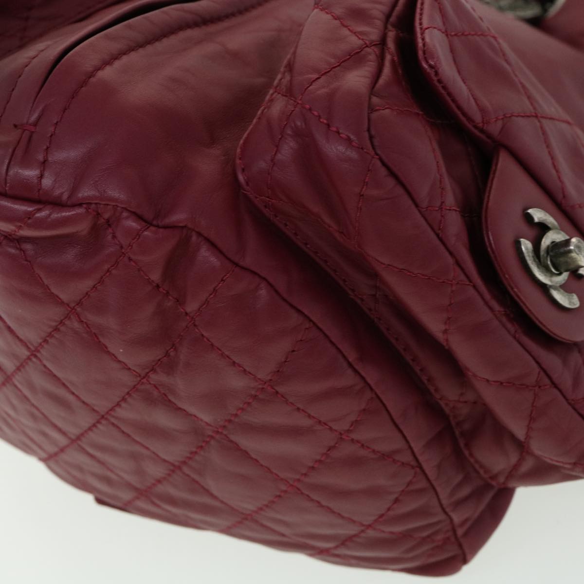 CHANEL Matelasse Chain Backpack Lamb Skin Bordeaux CC 30736A