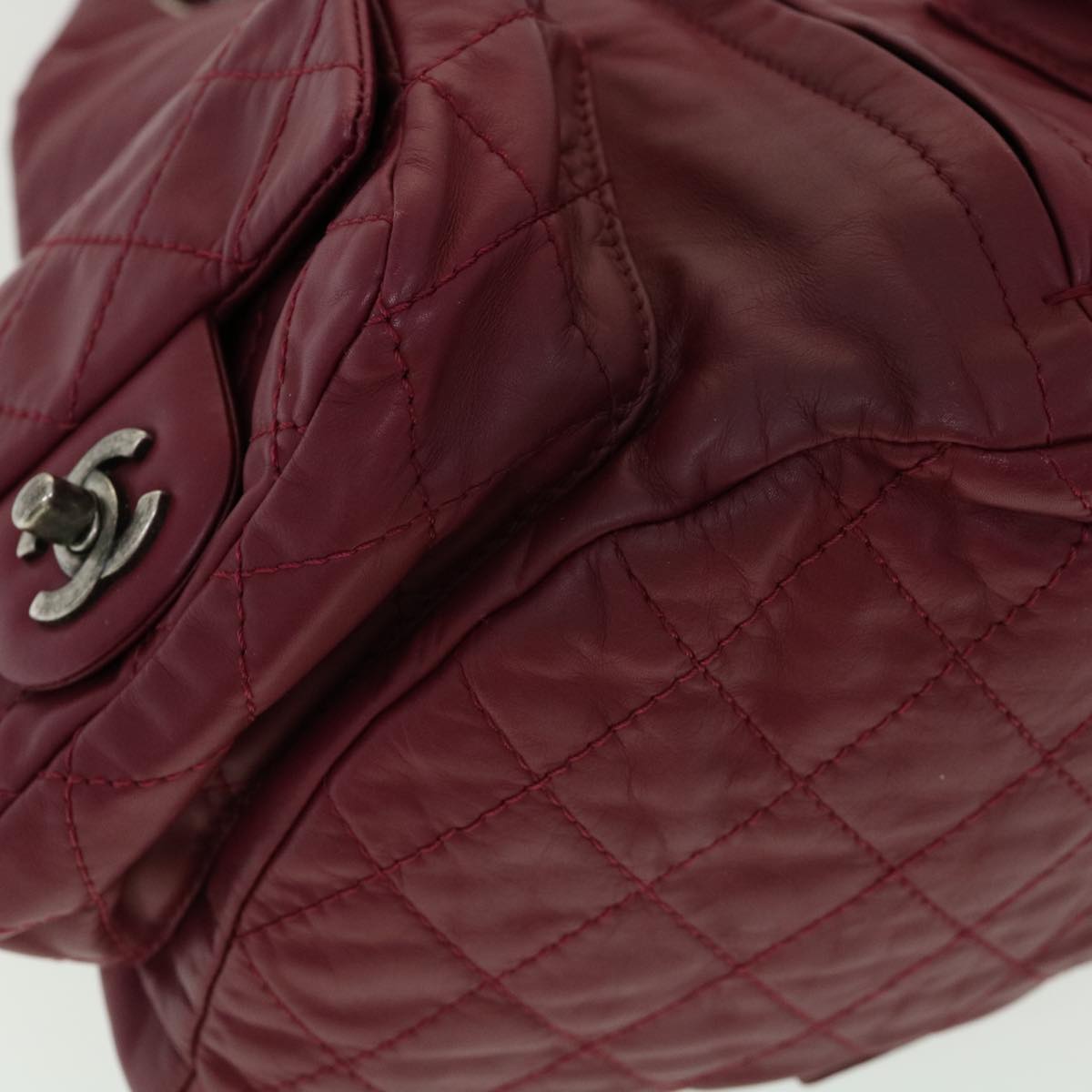 CHANEL Matelasse Chain Backpack Lamb Skin Bordeaux CC 30736A