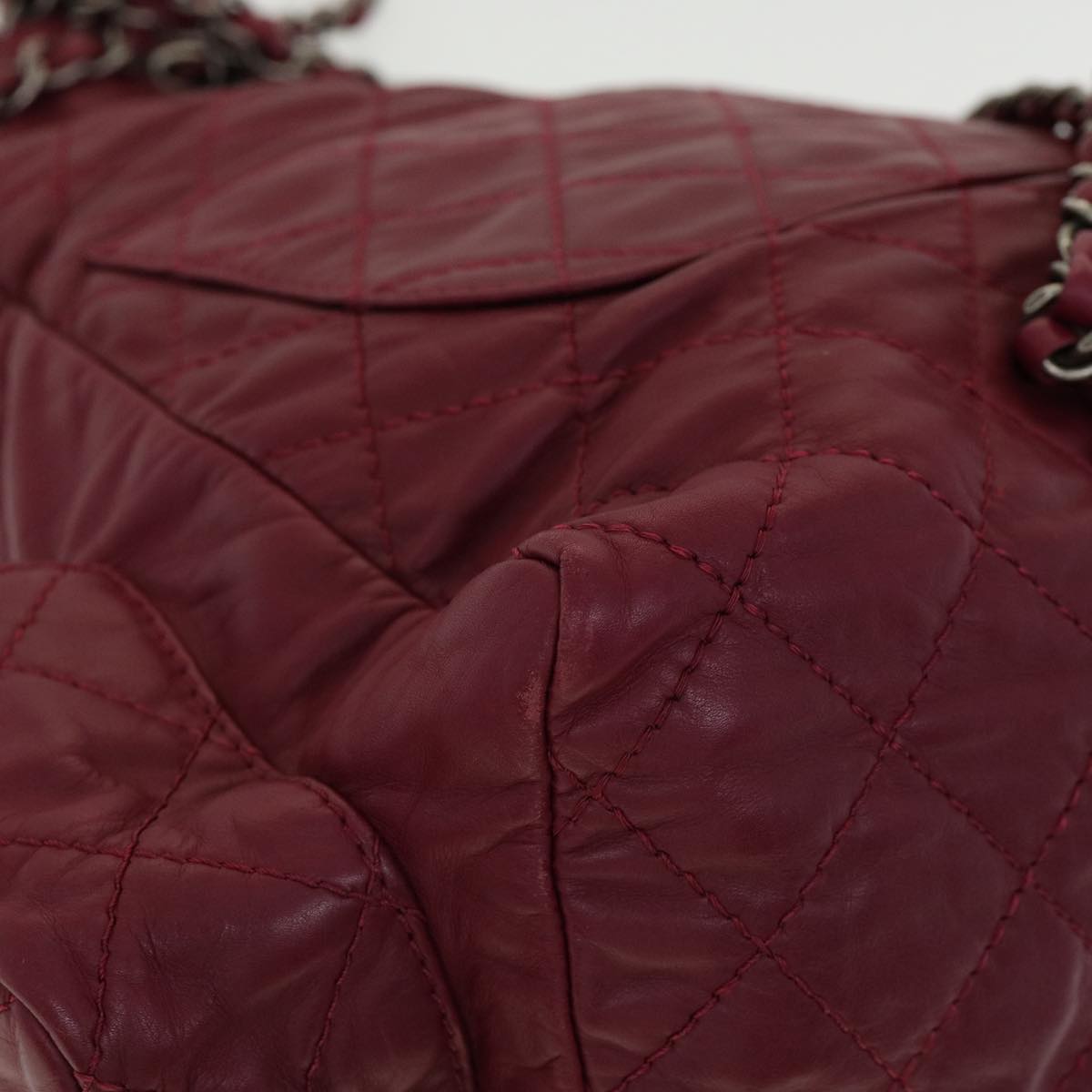 CHANEL Matelasse Chain Backpack Lamb Skin Bordeaux CC 30736A