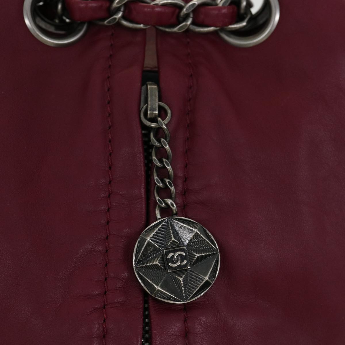 CHANEL Matelasse Chain Backpack Lamb Skin Bordeaux CC 30736A