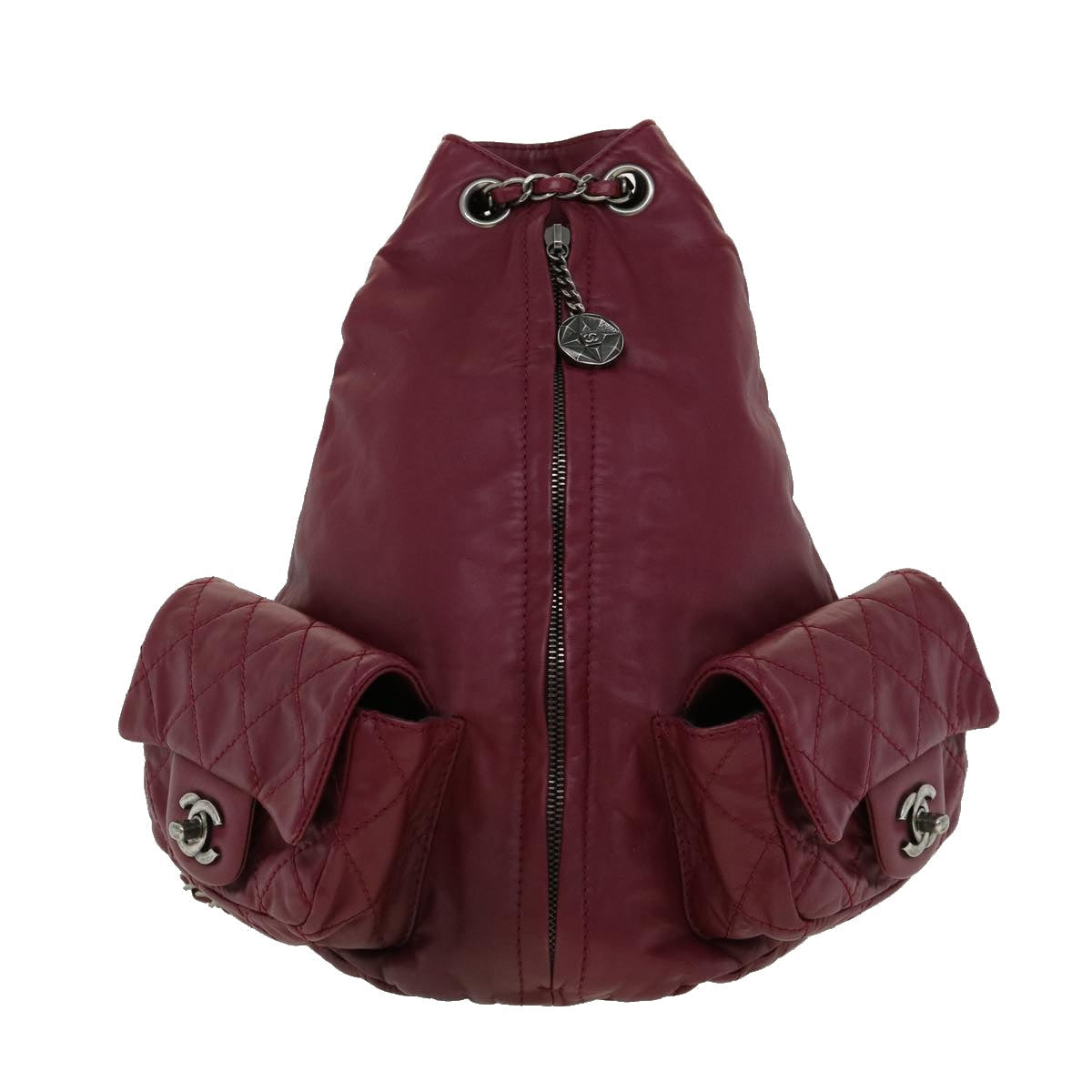 CHANEL Matelasse Chain Backpack Lamb Skin Bordeaux CC 30736A