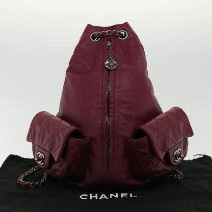 CHANEL Matelasse Chain Backpack Lamb Skin Bordeaux CC 30736A