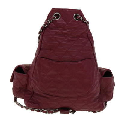 CHANEL Matelasse Chain Backpack Lamb Skin Bordeaux CC 30736A