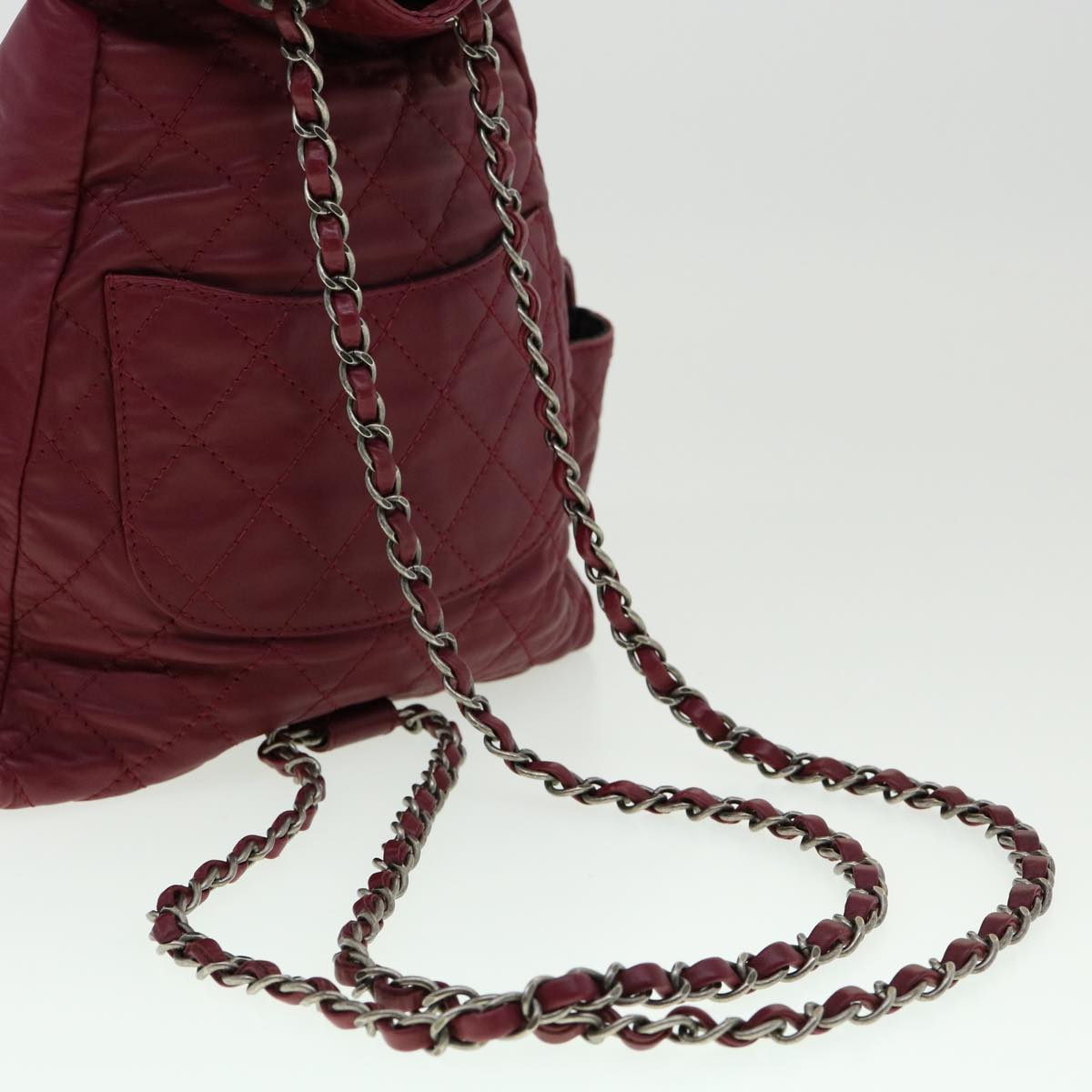 CHANEL Matelasse Chain Backpack Lamb Skin Bordeaux CC 30736A