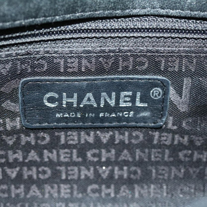 CHANEL Lip Chain Turn Lock Shoulder Bag Satin Black CC 30892