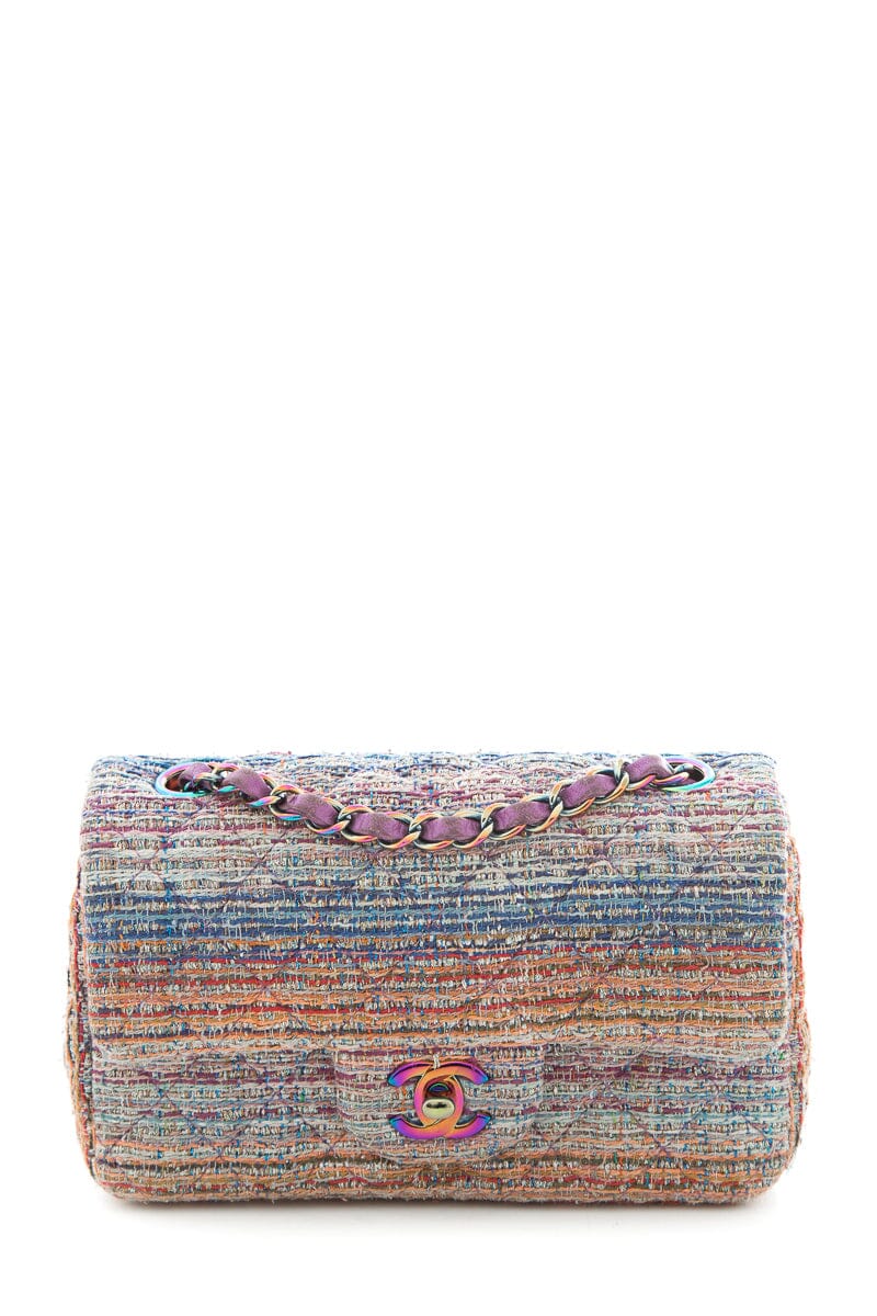 Chanel 2106/2017 Rainbow Tweed Quilted Single Flap Handbag
