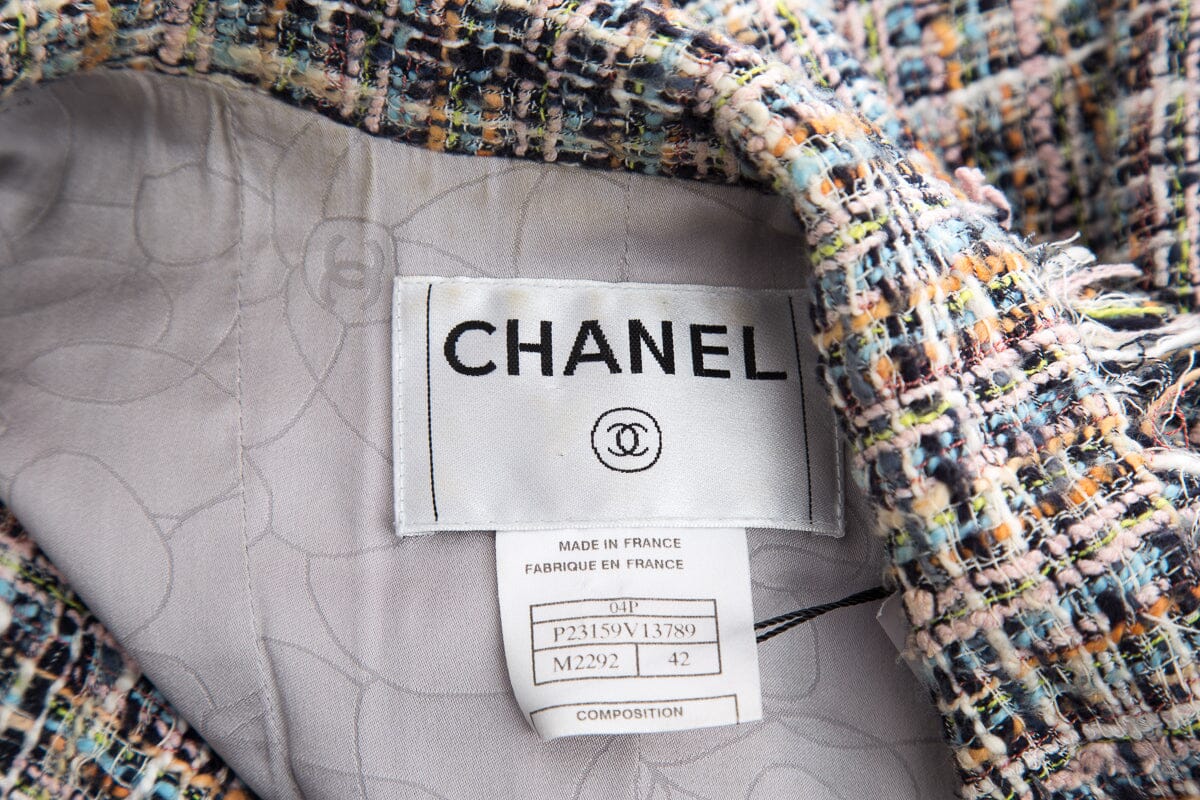 Chanel Multicolor Tweed Fringe Jacket SZ 42