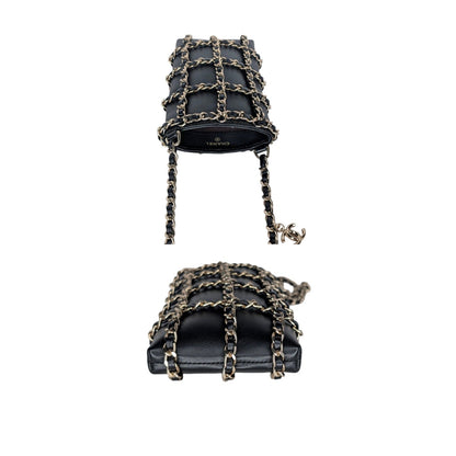 Chanel Black Calfskin Tech Me Out Crossbody Phone Holder