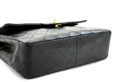CHANEL 2.55 Double Flap Square Chain Shoulder Bag Black Lambskin i14
