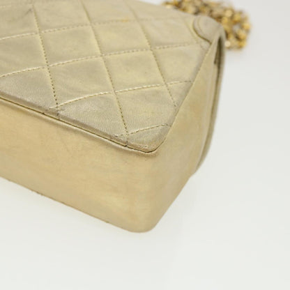CHANEL Matelasse Turn Lock Chain Shoulder Bag Lamb Skin Gold CC 31382A