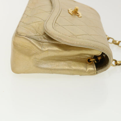 CHANEL Matelasse Turn Lock Chain Shoulder Bag Lamb Skin Gold CC 31382A