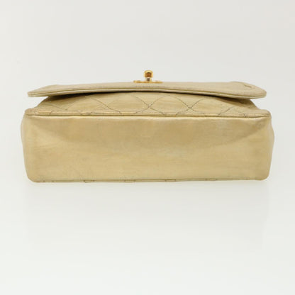 CHANEL Matelasse Turn Lock Chain Shoulder Bag Lamb Skin Gold CC 31382A