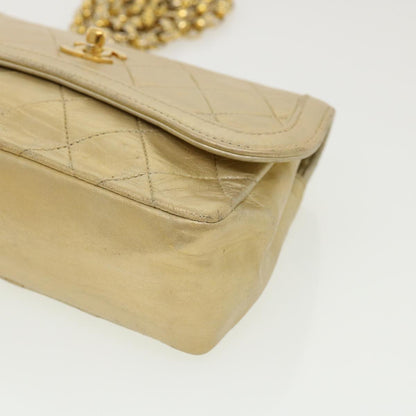 CHANEL Matelasse Turn Lock Chain Shoulder Bag Lamb Skin Gold CC 31382A