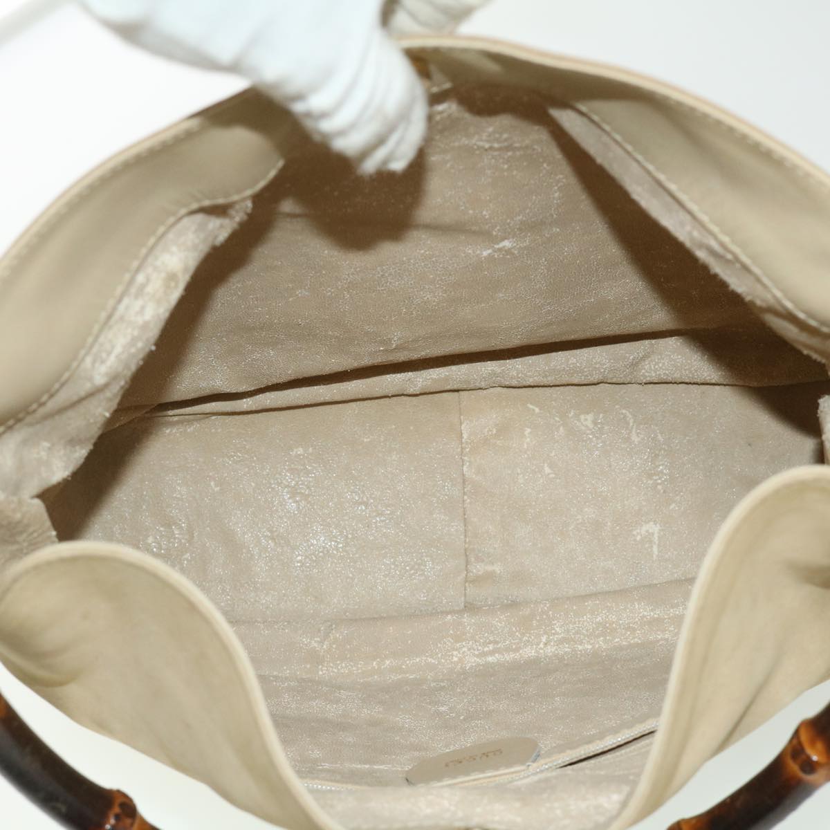 GUCCI Bamboo Hand Bag cotton Beige 00117321638  31581