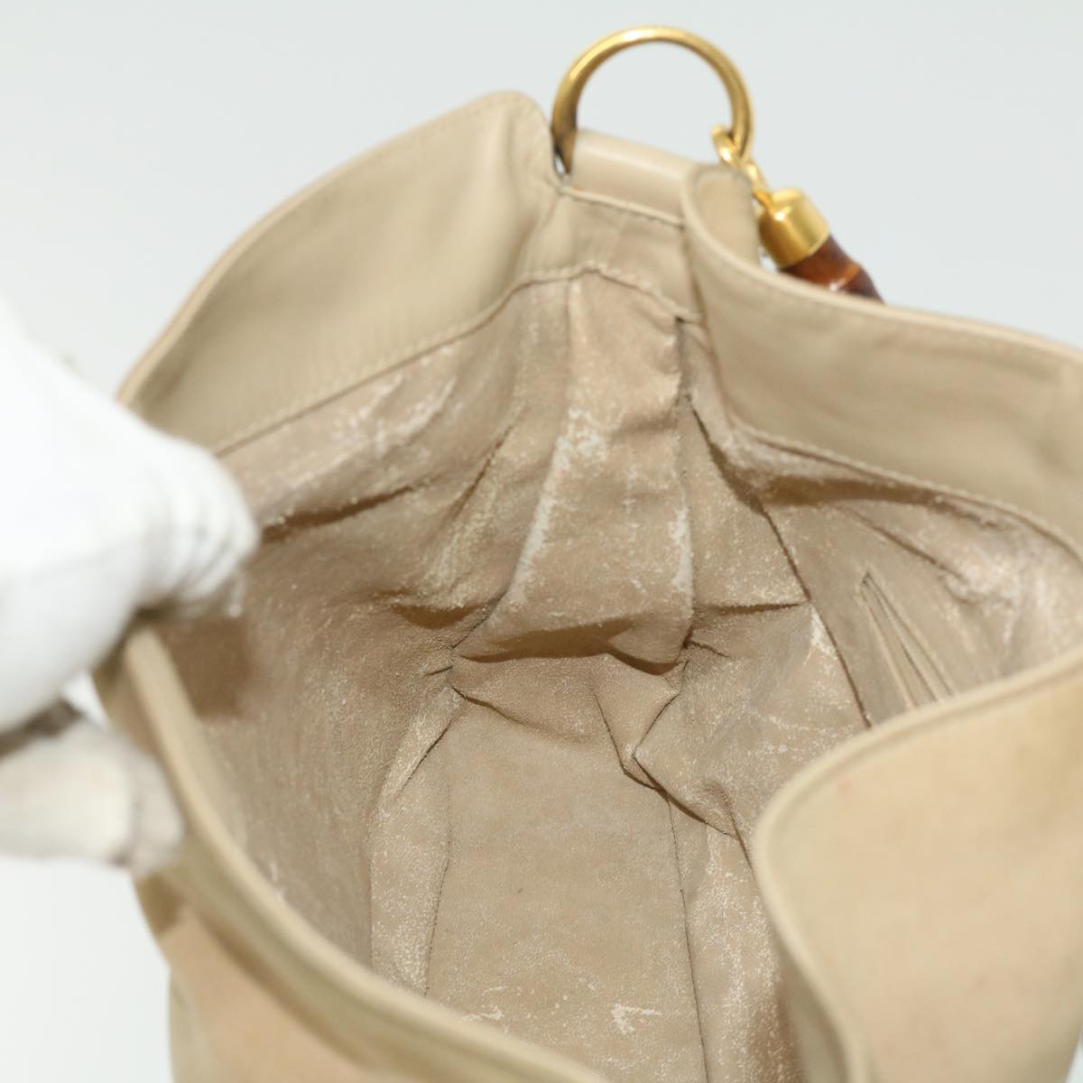 GUCCI Bamboo Hand Bag cotton Beige 00117321638  31581