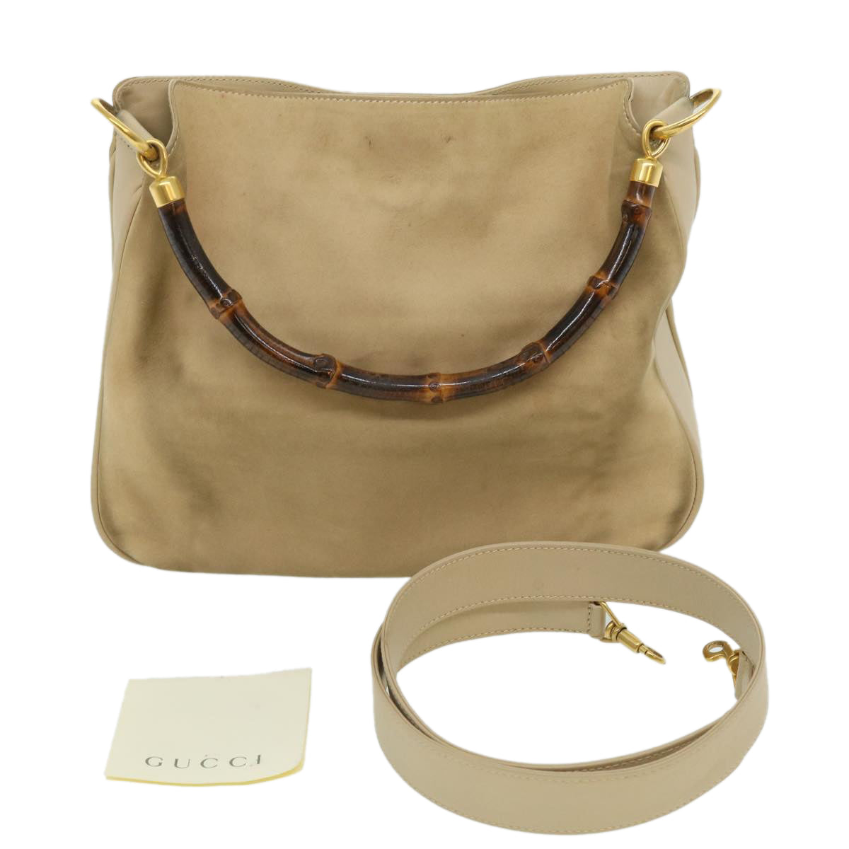 GUCCI Bamboo Hand Bag cotton Beige 00117321638  31581