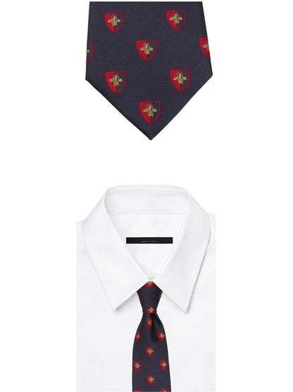 Gucci Bee Logo Silk Tie Navy