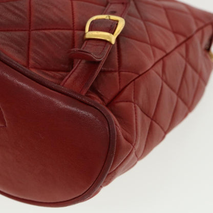 CHANEL Matelasse Chain Hand Bag Lamb Skin Red CC 31892A