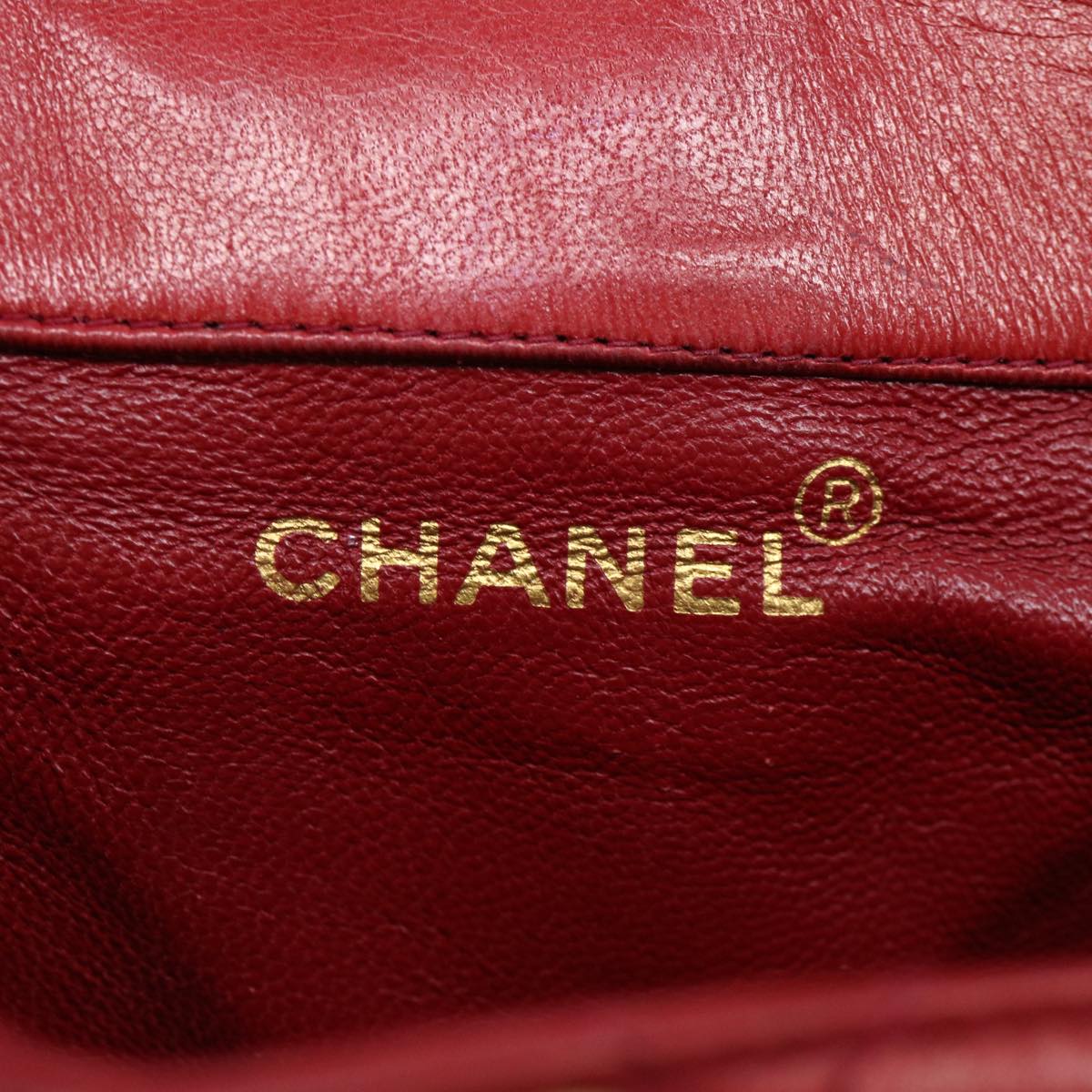 CHANEL Matelasse Chain Hand Bag Lamb Skin Red CC 31892A