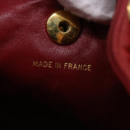 CHANEL Matelasse Chain Hand Bag Lamb Skin Red CC 31892A