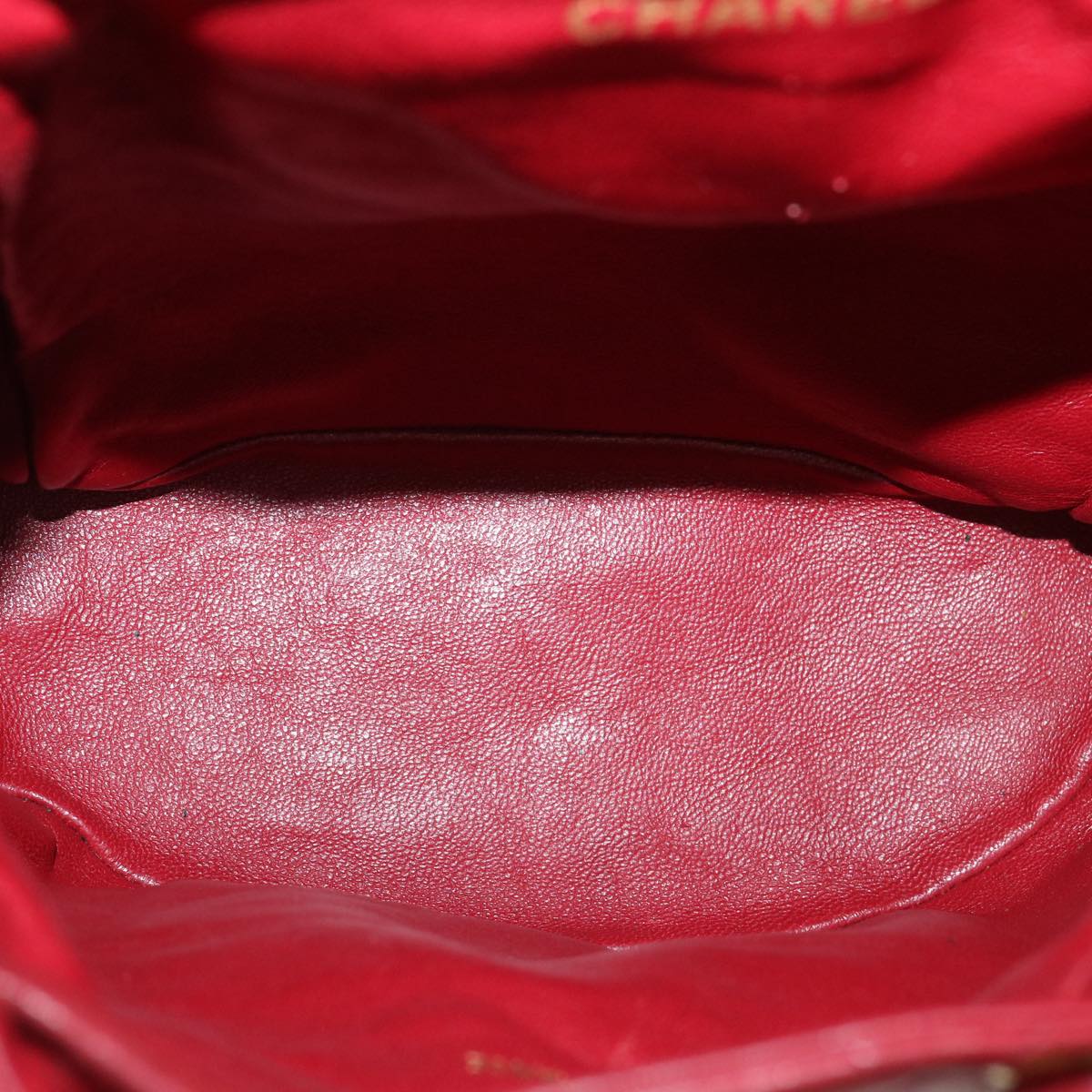 CHANEL Matelasse Chain Hand Bag Lamb Skin Red CC 31892A