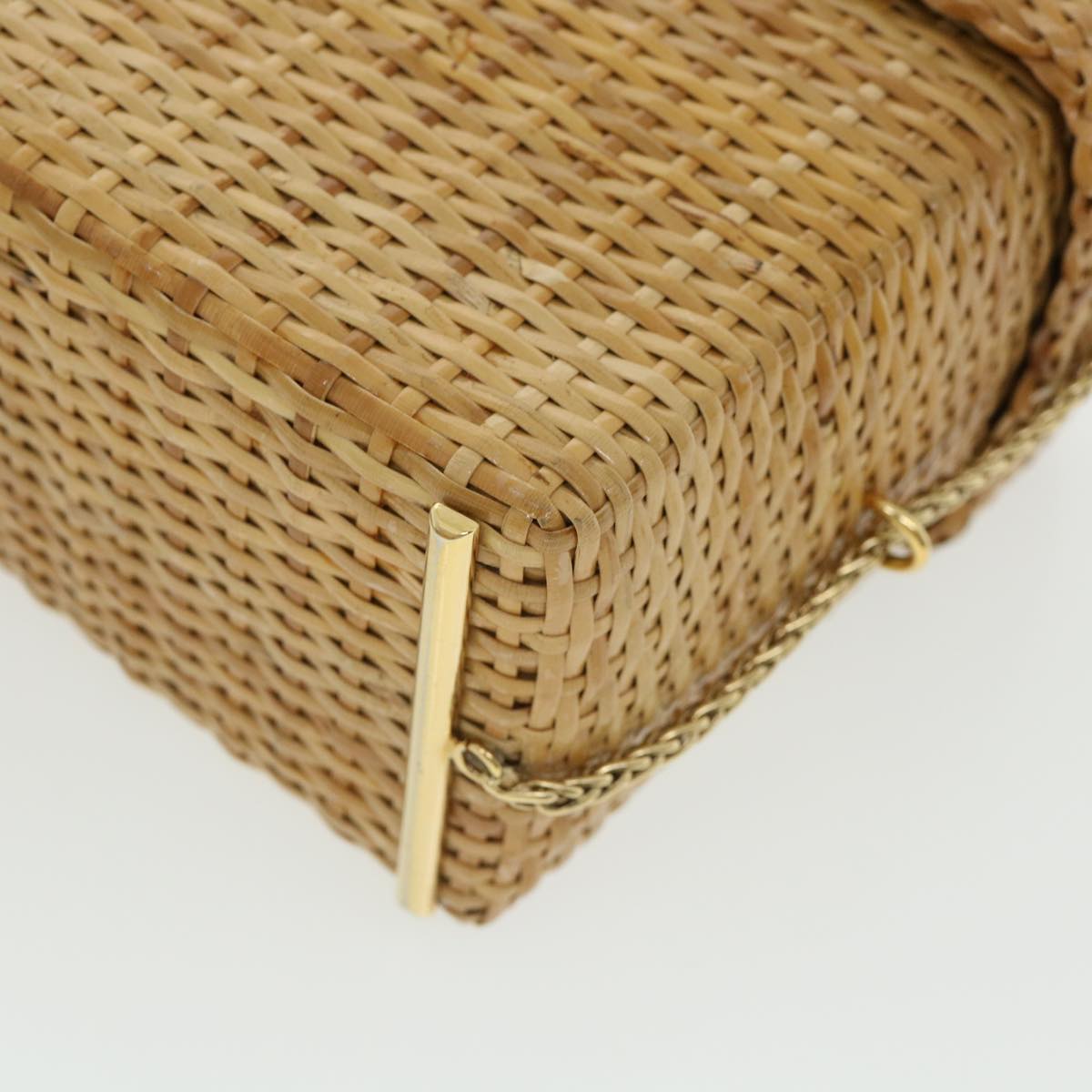CHANEL Basket Chain Shoulder Bag Leather rattan Beige CC 31932A