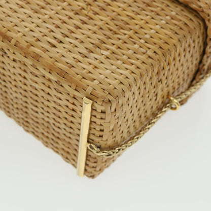 CHANEL Basket Chain Shoulder Bag Leather rattan Beige CC 31932A