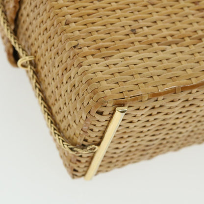 CHANEL Basket Chain Shoulder Bag Leather rattan Beige CC 31932A