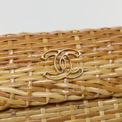 CHANEL Basket Chain Shoulder Bag Leather rattan Beige CC 31932A