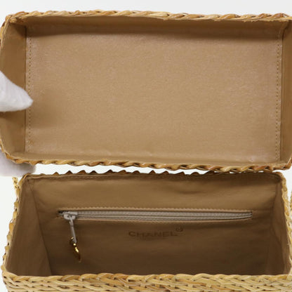 CHANEL Basket Chain Shoulder Bag Leather rattan Beige CC 31932A
